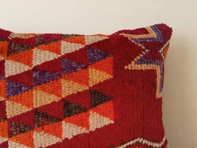Handmade Red & Orange Moroccan Kilim Pillow - Image 2