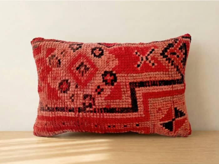 Handmade Red & Black Moroccan Pillow
