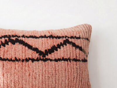 Handmade Pink & Black Moroccan Pillow - Image 2