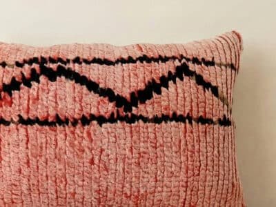 Handmade Pink & Black Moroccan Pillow - Image 2