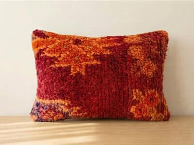 Handmade Red & Orange Moroccan Pillow
