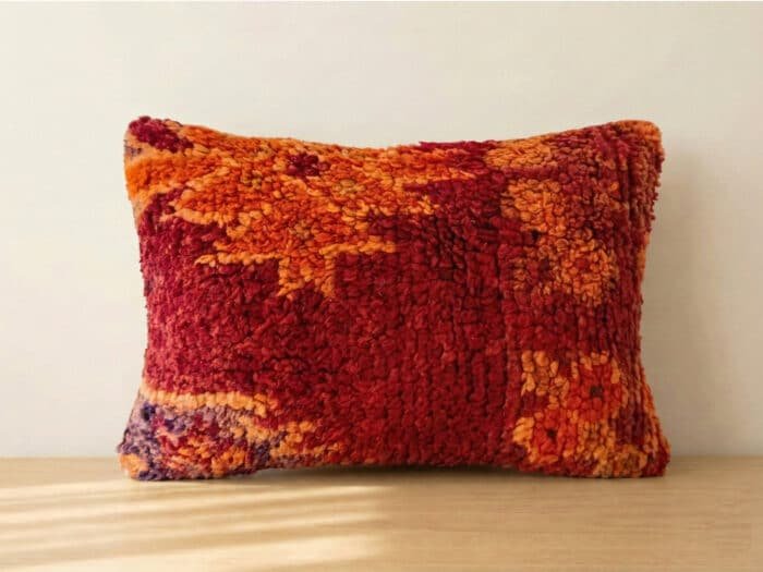 Handmade Red & Orange Moroccan Pillow