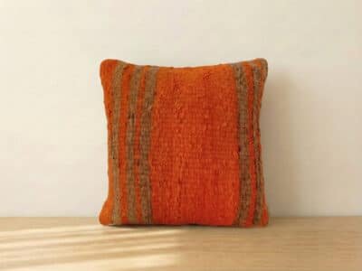 Orange Striped Moroccan Kilim Pillow