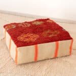 Vintage Red and Orange Berber Pouf