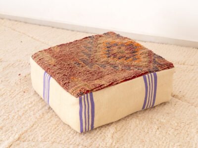 Vintage Earthy Red Berber Pouf