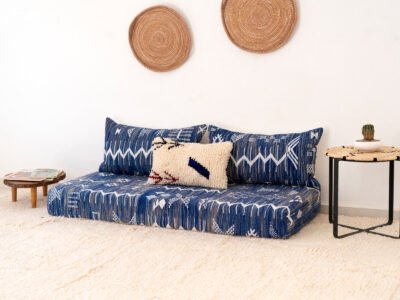 150cm // 5ft Handwoven Blue Kilim Sofa - Image 2
