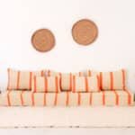 210 cm ft 7 ft Moroccan Orange Striped Blanket Sofa