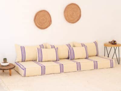 210cm ft 7ft Moroccan Purple Striped Blanket Sofa - Image 2