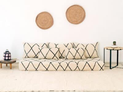 180cm ft 6ft Moroccan Black Striped Blanket Sofa