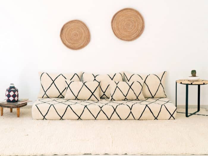 180cm ft 6ft Moroccan Black Striped Blanket Sofa