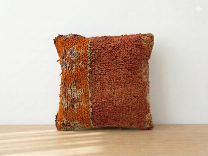 Vintage Moroccan Terracotta Shag Decorative Pillow