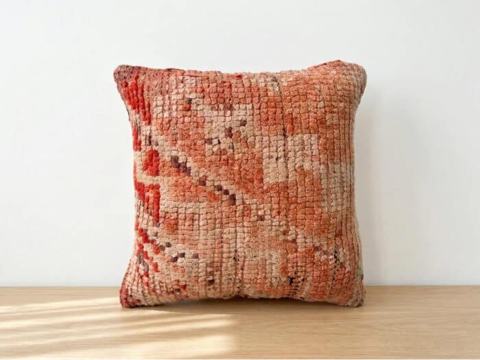 Vintage Moroccan Dusty Salmon Wool Decorative Pillow