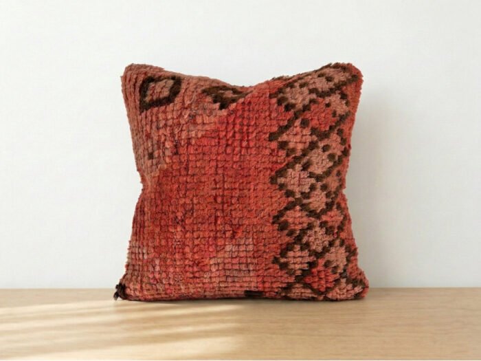 Vintage Moroccan Brick Red Kilim Cushion