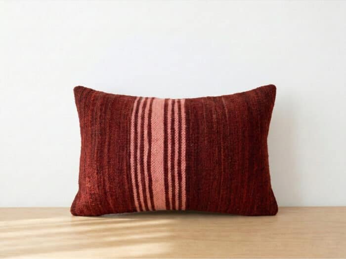 Moroccan Burgundy Kilim Stripe Pillow