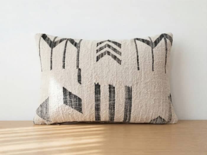 Moroccan Tribal Kilim Lumbar Pillow in Ivory