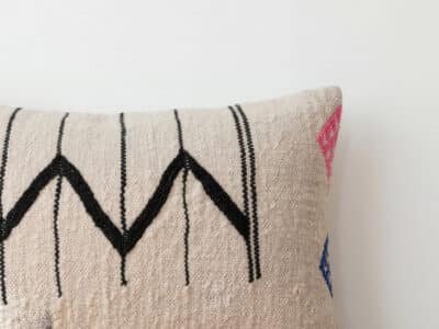 Handwoven Moroccan Kilim Lumbar Pillow with Color Accents - Image 2