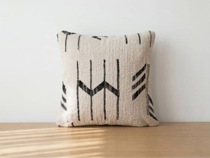 Artisan Moroccan Kilim Square Pillow with Tribal Motifs