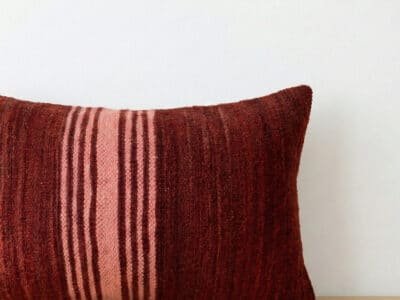 Moroccan Burgundy Kilim Stripe Pillow - Image 2
