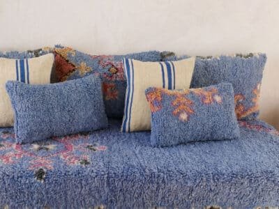 Handmade Vintage Blue Floor Sofa Set - Image 5
