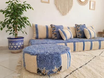 Handwoven Moroccan Floor Sofa Set with Berber Shaggy Pile - Image 6