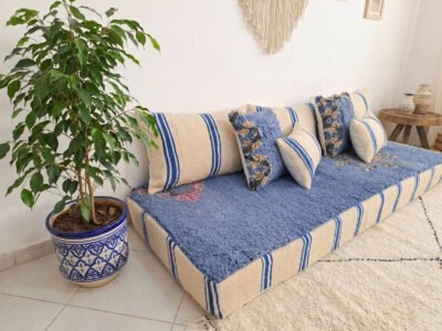 Handwoven Moroccan Floor Sofa Set with Berber Shaggy Pile - Image 7
