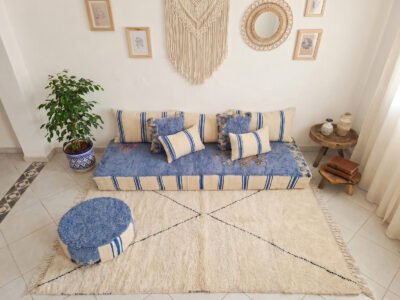 Handwoven Moroccan Floor Sofa Set with Berber Shaggy Pile - Image 4