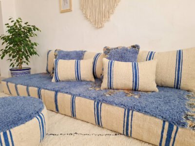 Handwoven Moroccan Floor Sofa Set with Berber Shaggy Pile - Image 2