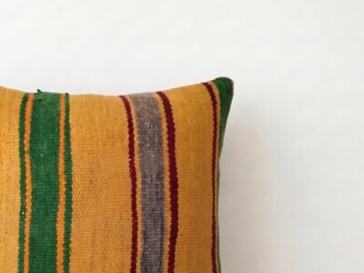 Handwoven Moroccan Kilim Stripe Cushion Cover in Earthy Tones - Image 2