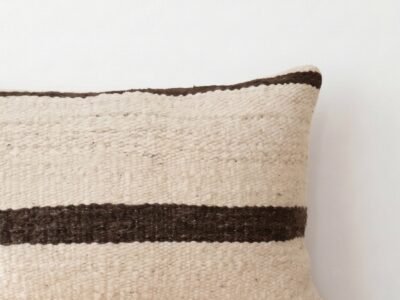 Handwoven Moroccan Kilim Lumbar Pillow in Natural Ecru - Image 2