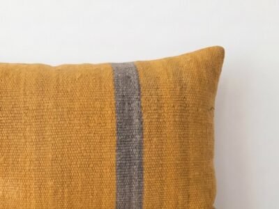 Handwoven Lumbar Pillow in Mustard with Artisan Stripe Detail - Image 2