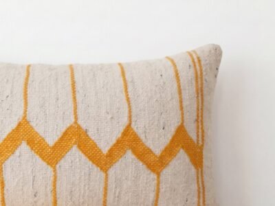 Handwoven Moroccan Geometric Throw Pillow in Natural Ecru - Image 2