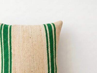 Handwoven Striped Cushion Cover in Natural Moroccan Ecru - Image 2