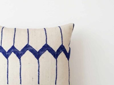 Handwoven Moroccan Embroidered Cushion Cover in Natural Ecru - Image 2