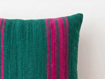 Handwoven Moroccan Throw Pillow in Teal and Fuchsia - Image 2