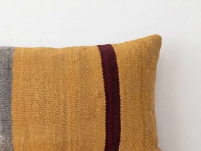Handwoven Lumbar Pillow with Kilim-Inspired Stripe Detail - Image 2