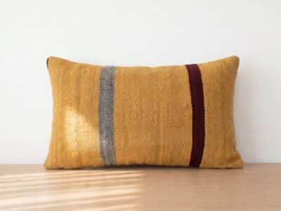 Handwoven Lumbar Pillow with Kilim-Inspired Stripe Detail - Image 1