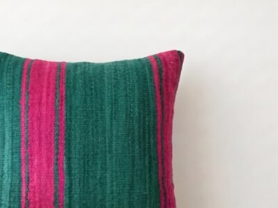Handwoven Kilim Throw Pillow in Teal and Magenta - Image 2