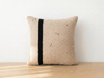 Handwoven Cream Kilim Stripe Throw Pillow Cover - Image 1