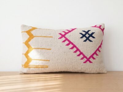 Handwoven Moroccan Lumbar Pillow with Tribal Embroidery - Image 1