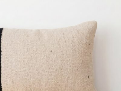 Handwoven Moroccan Boucle Throw Pillow in Ecru and Black - Image 2