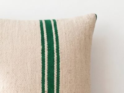 Handwoven Moroccan Stripe Throw Pillow in Natural Ecru - Image 2