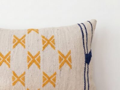 Handwoven Moroccan Lumbar Pillow in Geometric Kilim Embroidery - Image 2