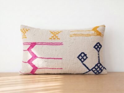 Berber Lumbar Pillow Handwoven in Moroccan Tribal Style - Image 1