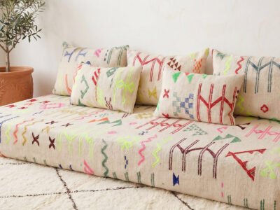 Colorful Kilim Floor Sofa – Handwoven Berber Symbols - Image 3