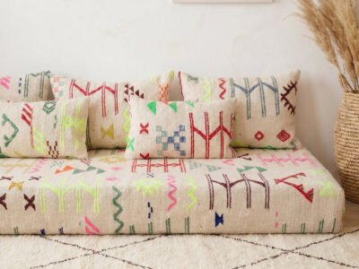 Colorful Kilim Floor Sofa – Handwoven Berber Symbols - Image 6