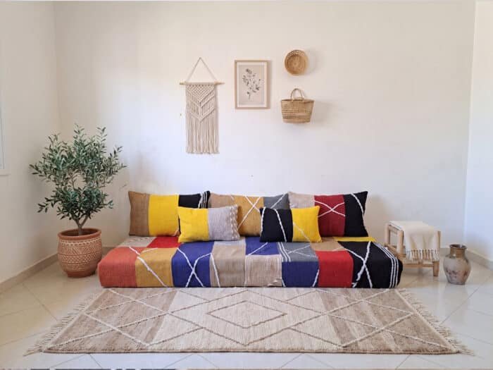 Moroccan Patchwork Floor Sofa Set with Kilim Cushions