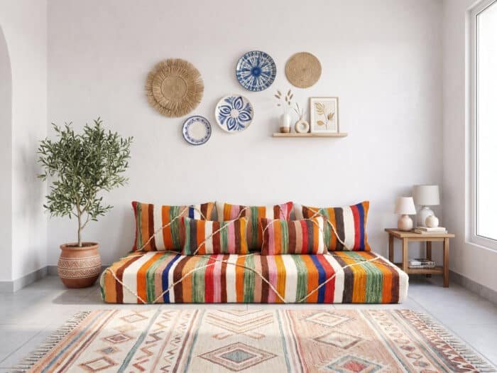 Zanafi Kilim Floor Salon Set in Multicolor Stripes