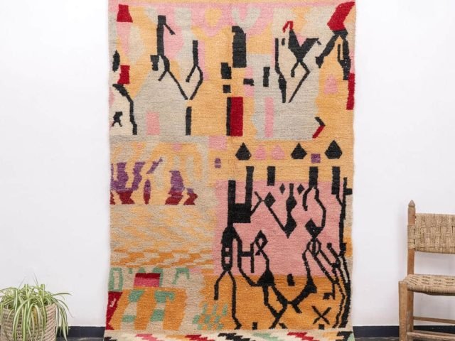 Pastel Multicolor Moroccan Boujad Rug