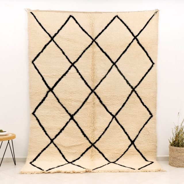 Large Beni Rug Black and Ivory