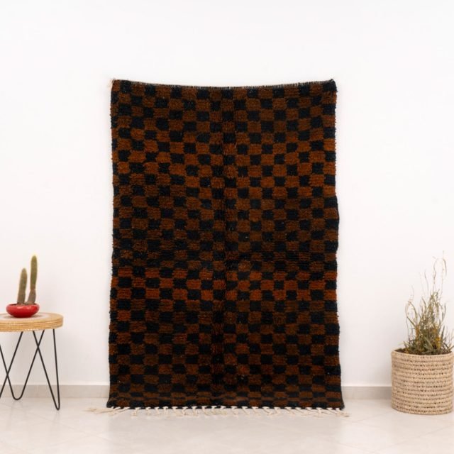 Dark Brown Checkered Rug
